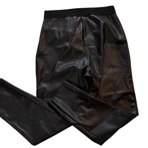 DKNY Pleather Spandex Pants Elastic Waist Side Zip Closure Punk - Picture 2 of 6